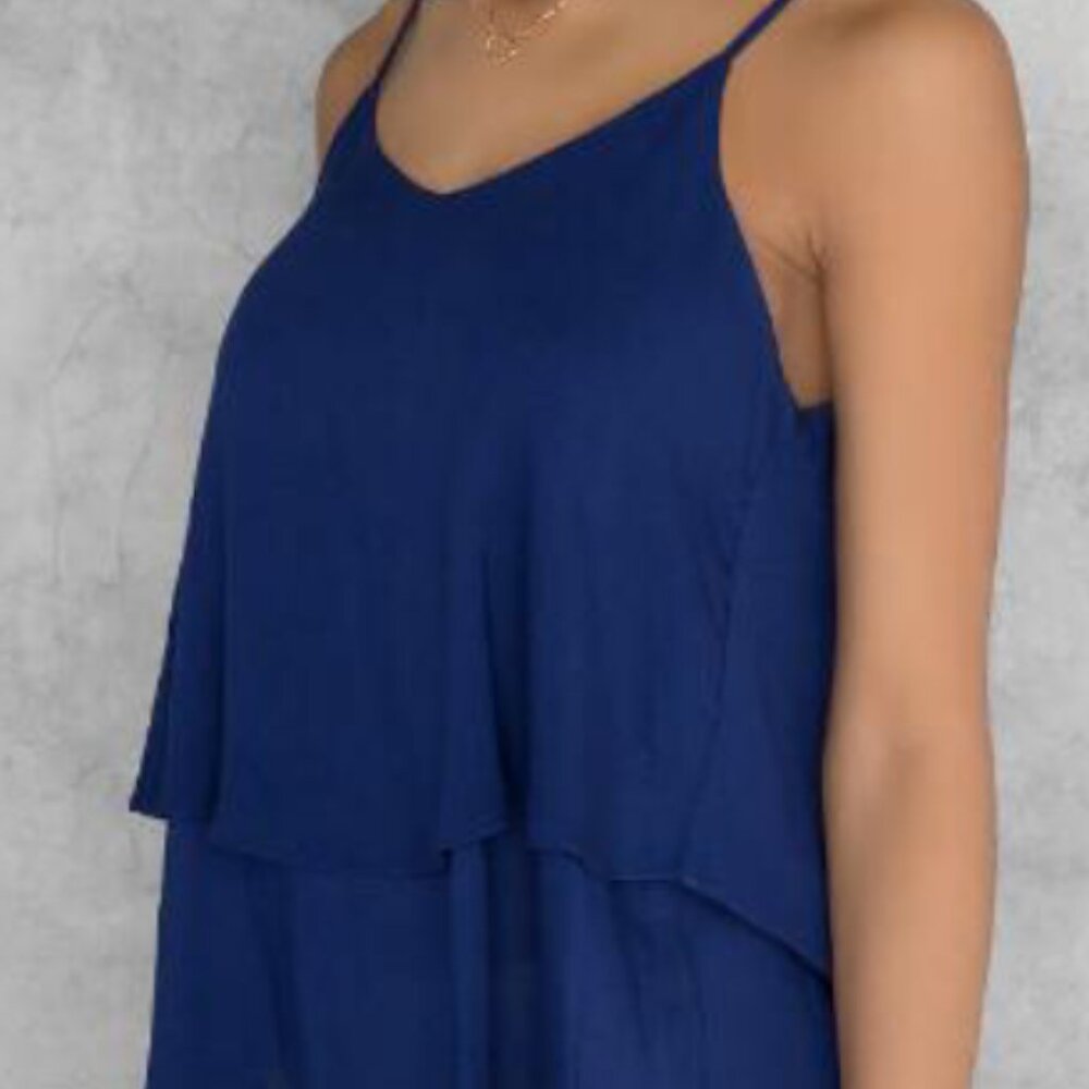 Francesca’s | Blue Layered Ruffled Cami Top - Picture 2 of 10